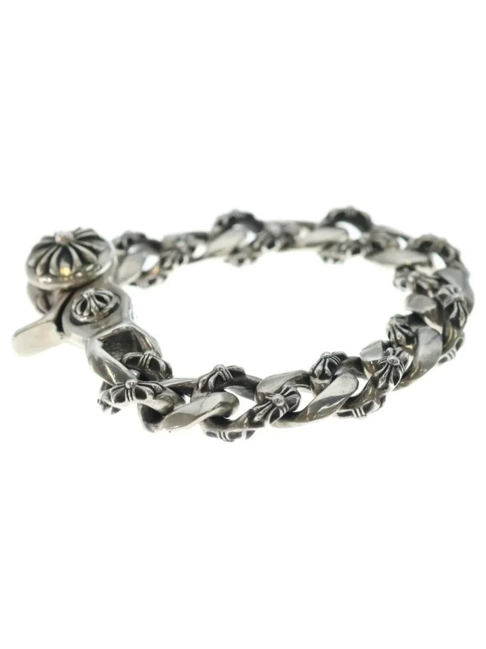 Chrome Hearts Fncy Chn Lnk Fancy Link Clip Bracelet 13 Links Silver